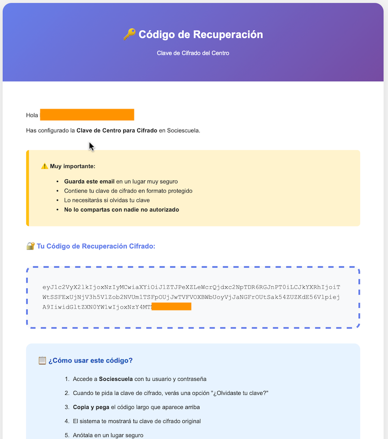 Correo de recuperación